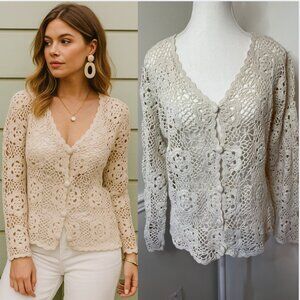 Vintage Santa Barbara Crochet Cardigan S